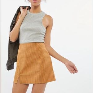 Urban Outfitters Yellow Plaid Notch Slit Skirt - size M